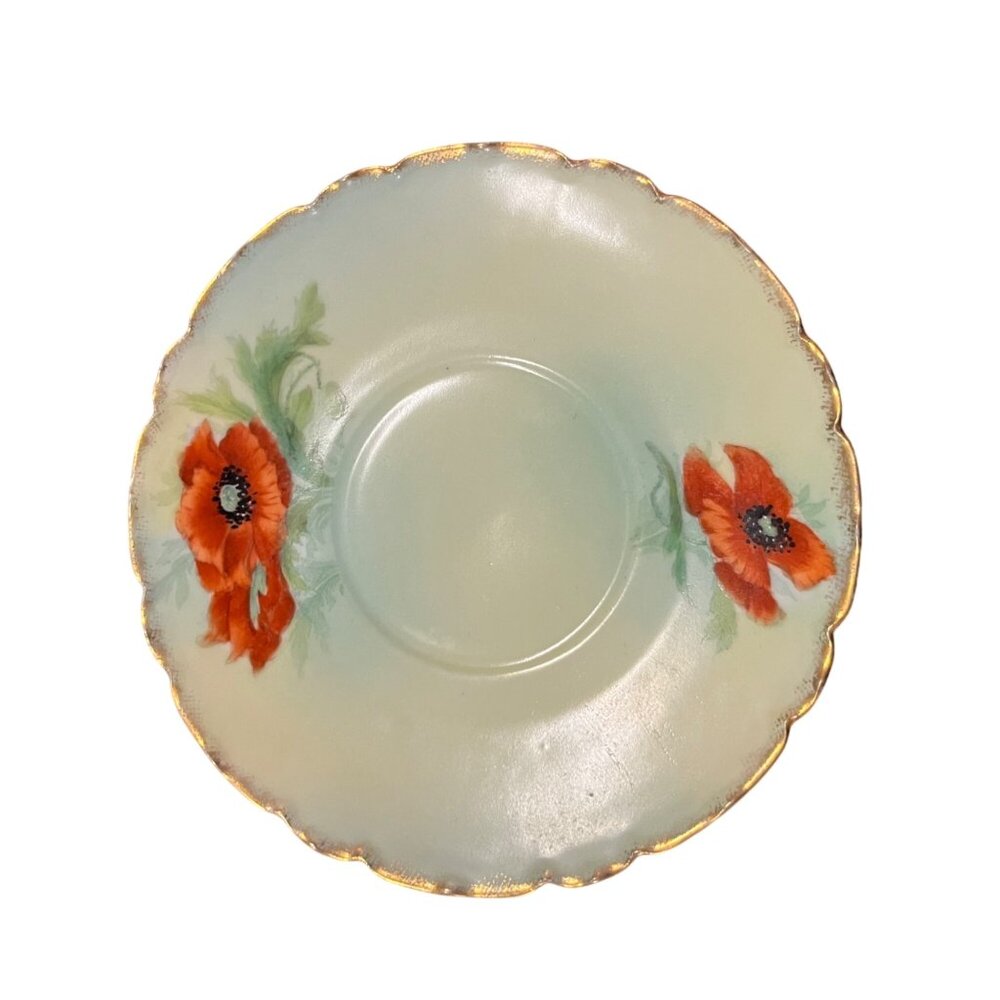 Vintage Bavarian Hand Painted Poppy Porcelain Saucer PT Bavaria Used - Picture 2 of 9